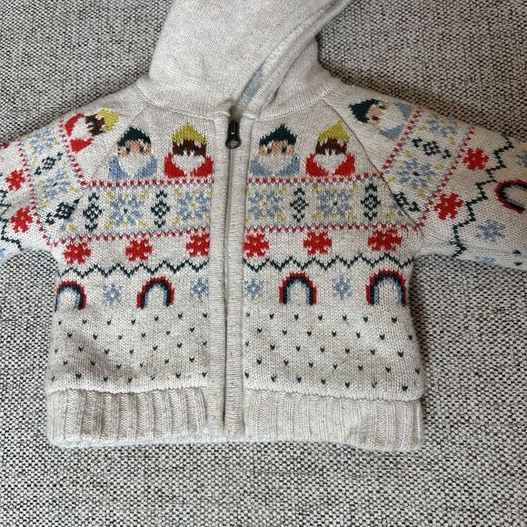 Hanna Andersson Baby Gnome Sweater Jacket Cardigan Full Zip Hooded Sherpa 6-12 m - Picture 5 of 10